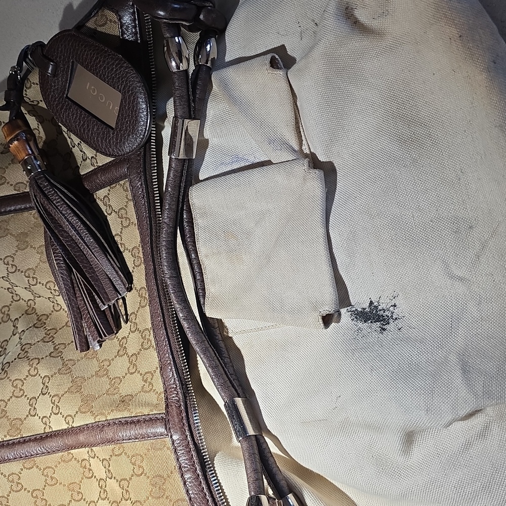 GUCCI Beige/Ebony GG Canvas Techno Horsebit Medium Hobo Bag - Picture 5 of 16